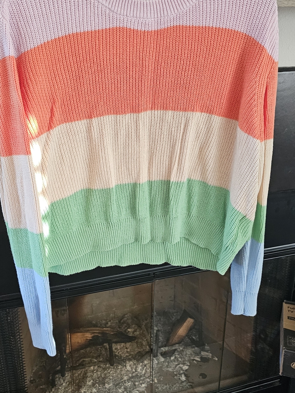 Cotton On Coral and Pale Pink Ribbed Knit Sweater